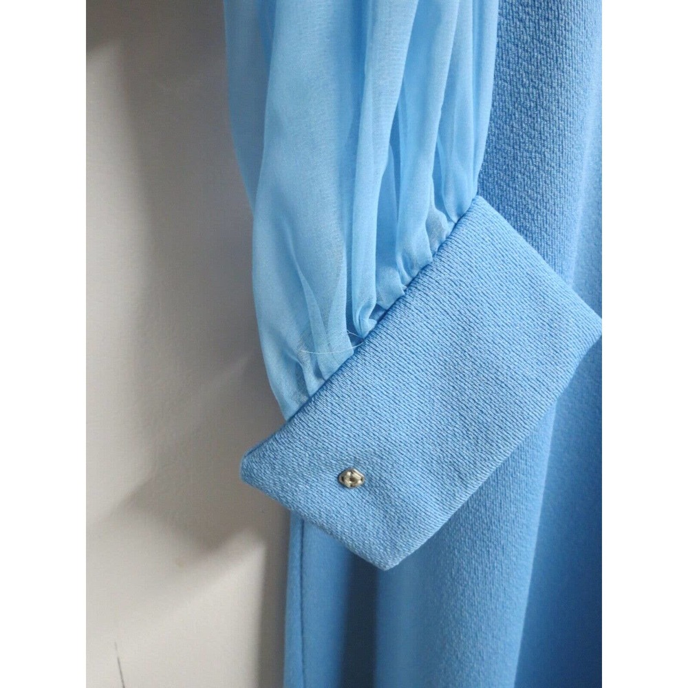 Vintage Powder Blue Size 12 Formal Dress Beaded Sheer Sleeves - Picture 4 of 12